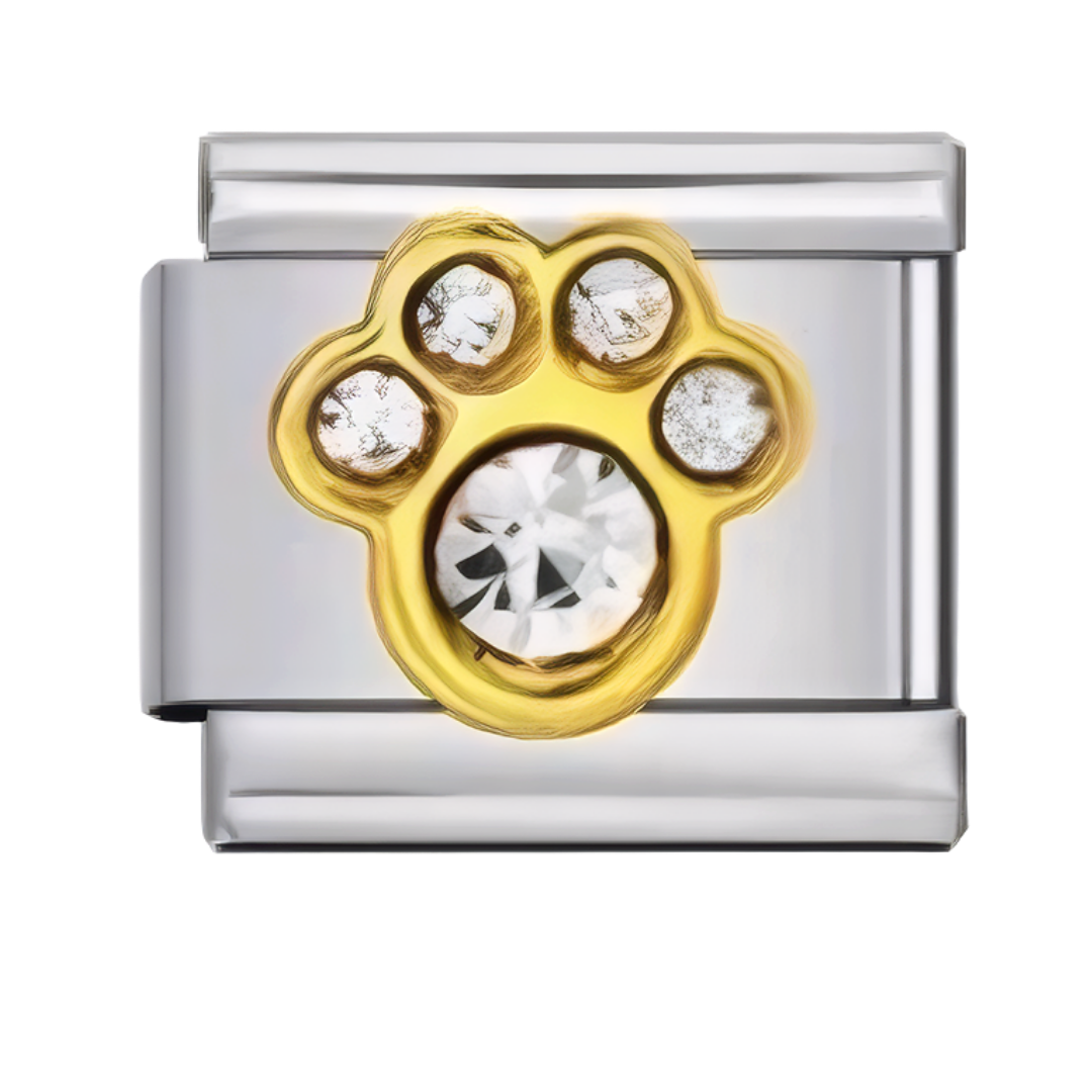 White Stone Pet Silver Charm