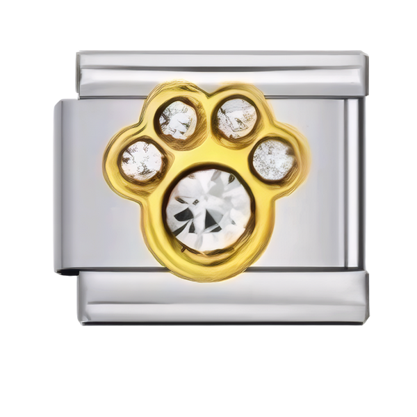 White Stone Pet Silver Charm