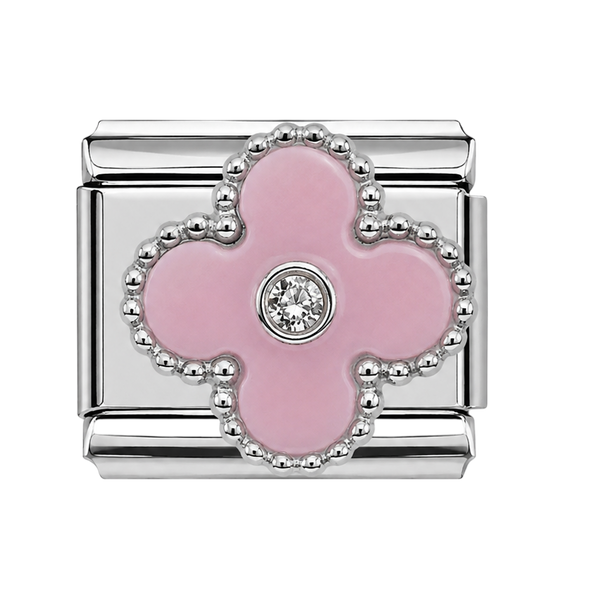 Pink Clover Silver Charm