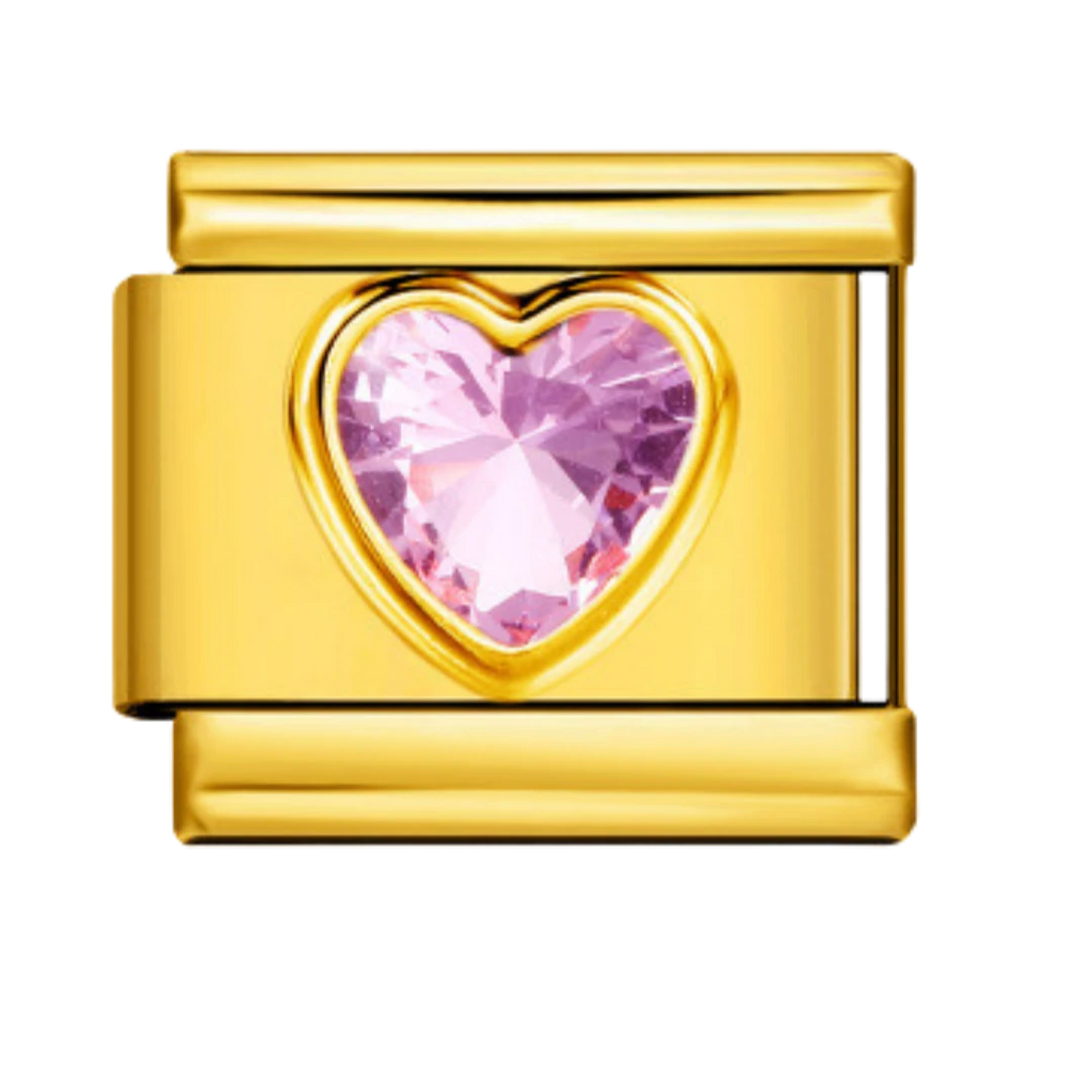 Pink Heart gold charm