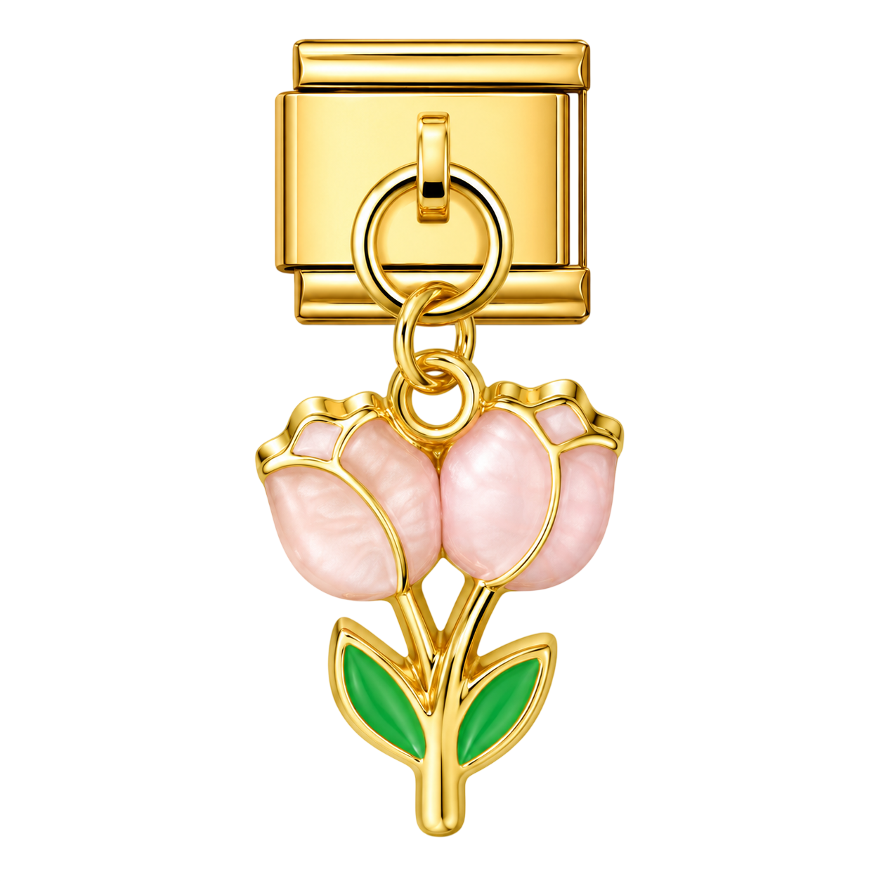 Pink Triple Tulip Dangle Charm