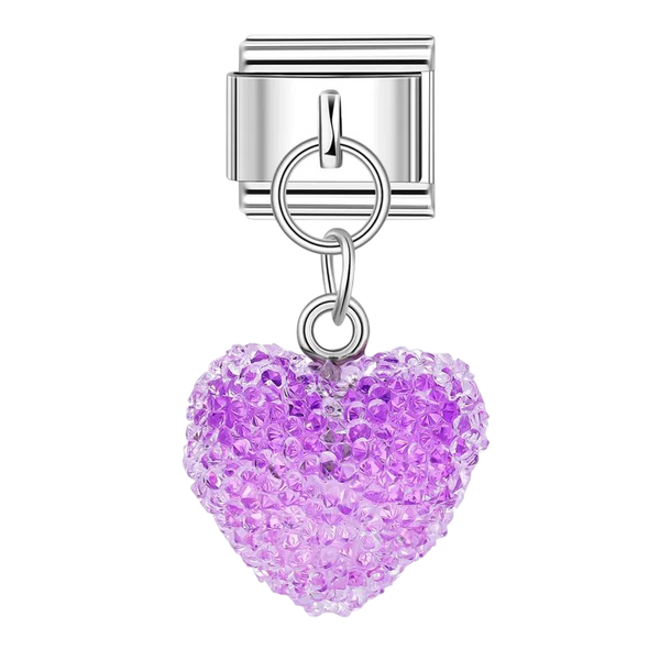 Purple Crystal Heart Charm