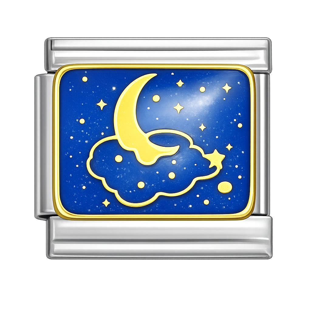Night Sky Scene Silver Charm