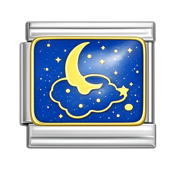 Night Sky Scene Silver Charm