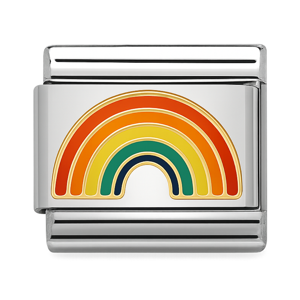 Rainbow Enamel Italian Silver Charm