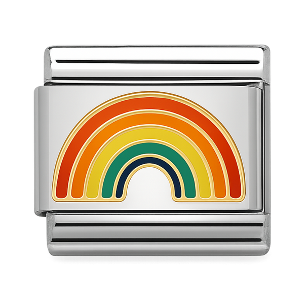 Rainbow Enamel Italian Silver Charm