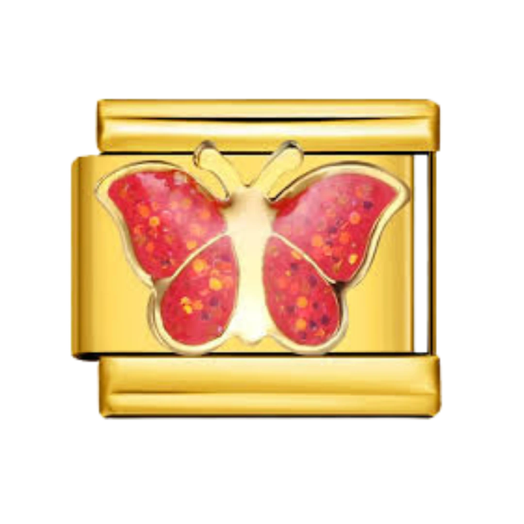 Red Butterfly Gold Charm