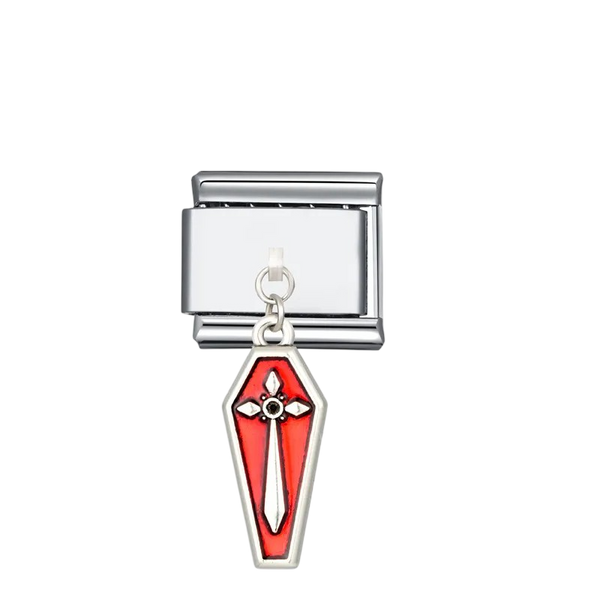 Red Coffin Cross Charm
