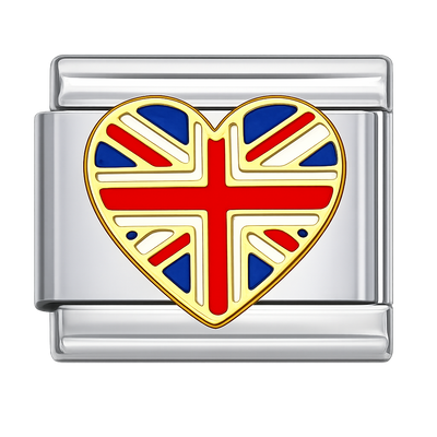 Country Flags - United Kingdom Flag On Heart Silver