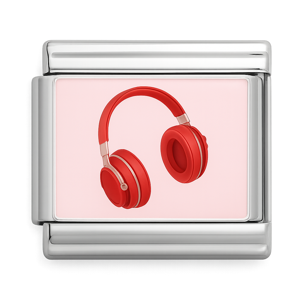 Red Headphones Silver Charm
