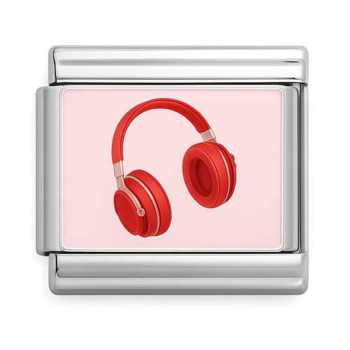 Red Headphones Silver Charm