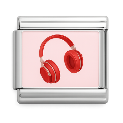Red Headphones Silver Charm - Default Title