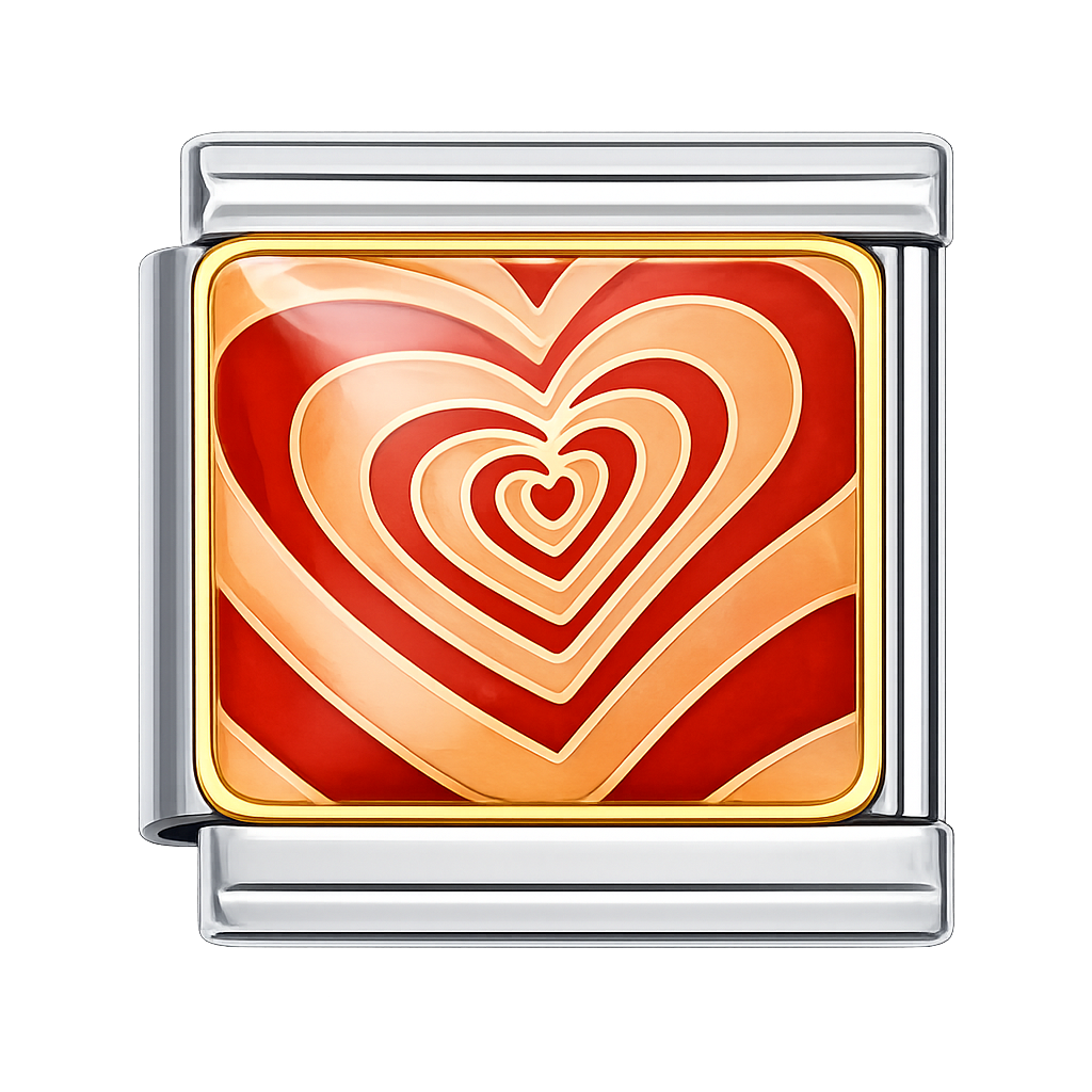 Red Heart Swirl Silver Charm