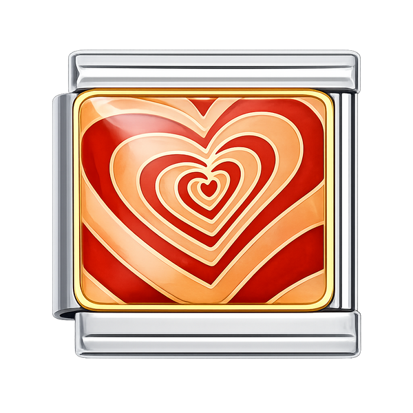 Red Heart Swirl Silver Charm
