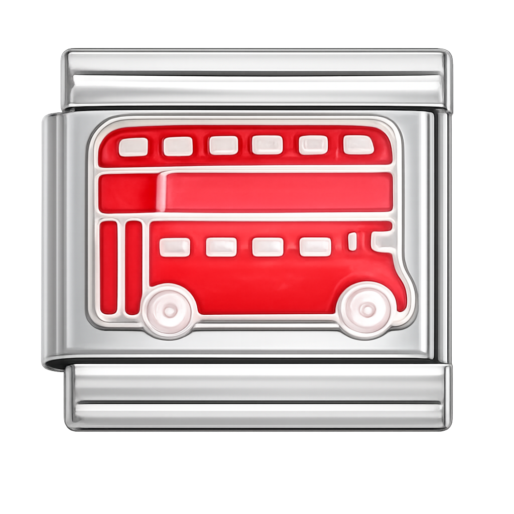 Red London Bus Silver Charm
