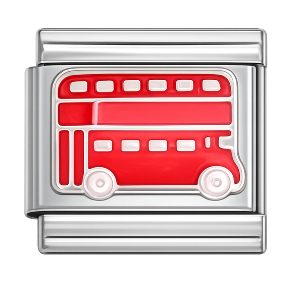 Red London Bus Silver Charm