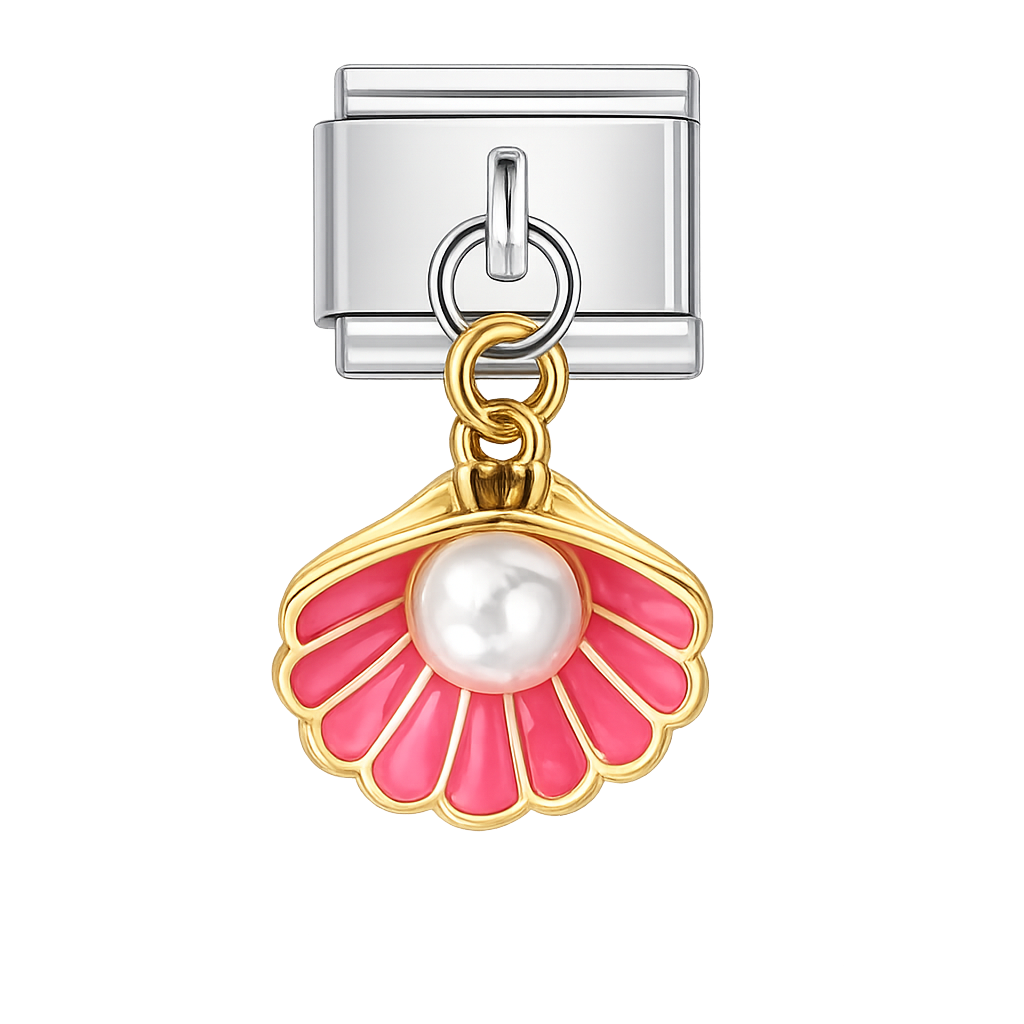 Shell Pearl Dangling Silver Charm