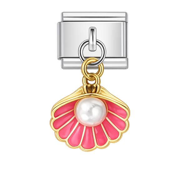 Shell Pearl Dangling Silver Charm