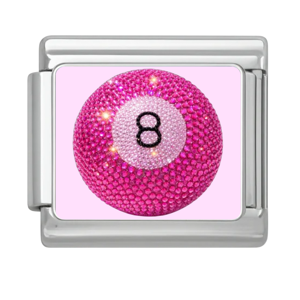 Pink Sparkle Golf Ball Charm - Silver