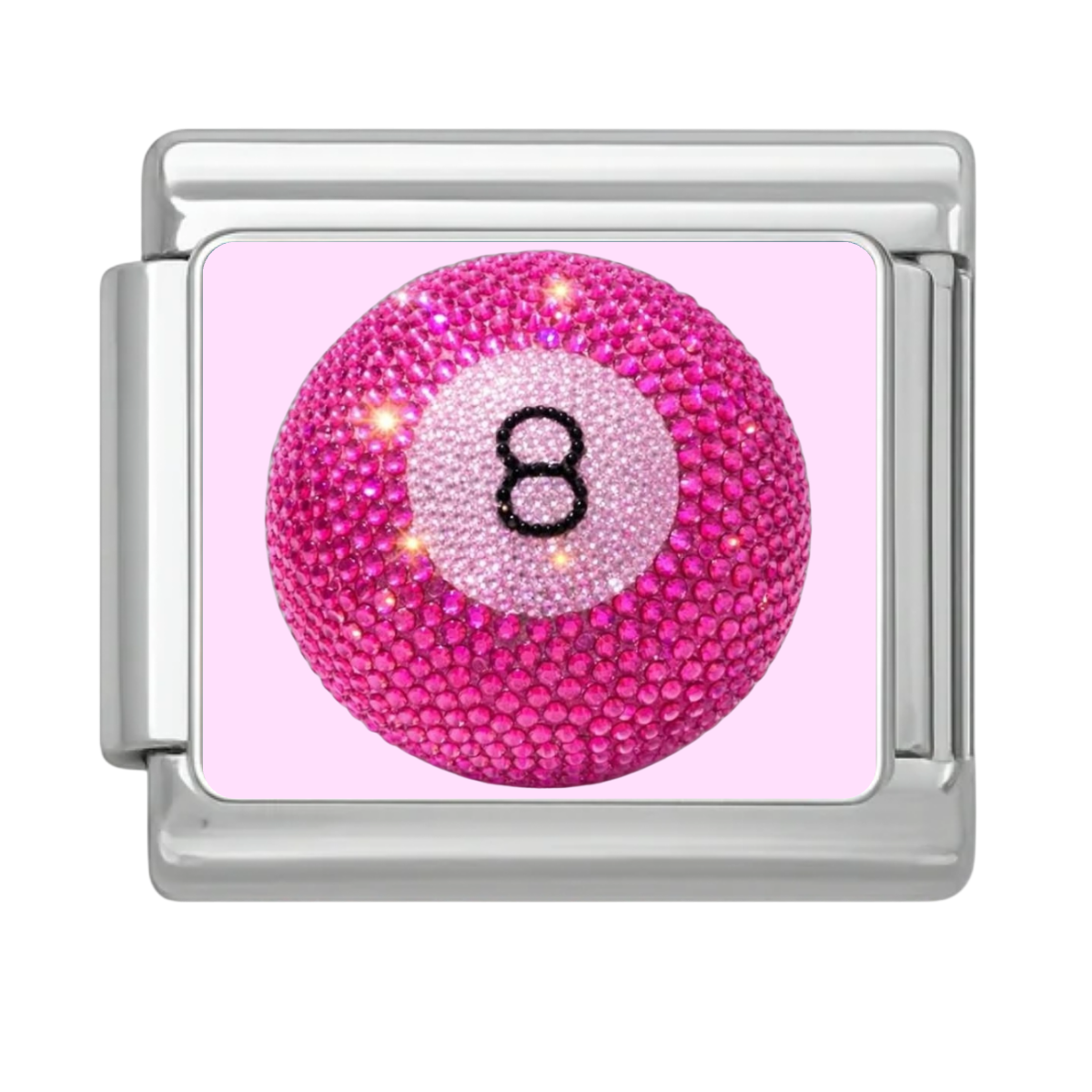 Pink Sparkle Golf Ball Charm - Silver