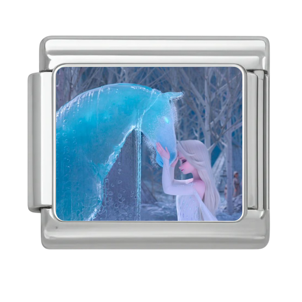 Ice Blue Wave Elsa Charm - Silver