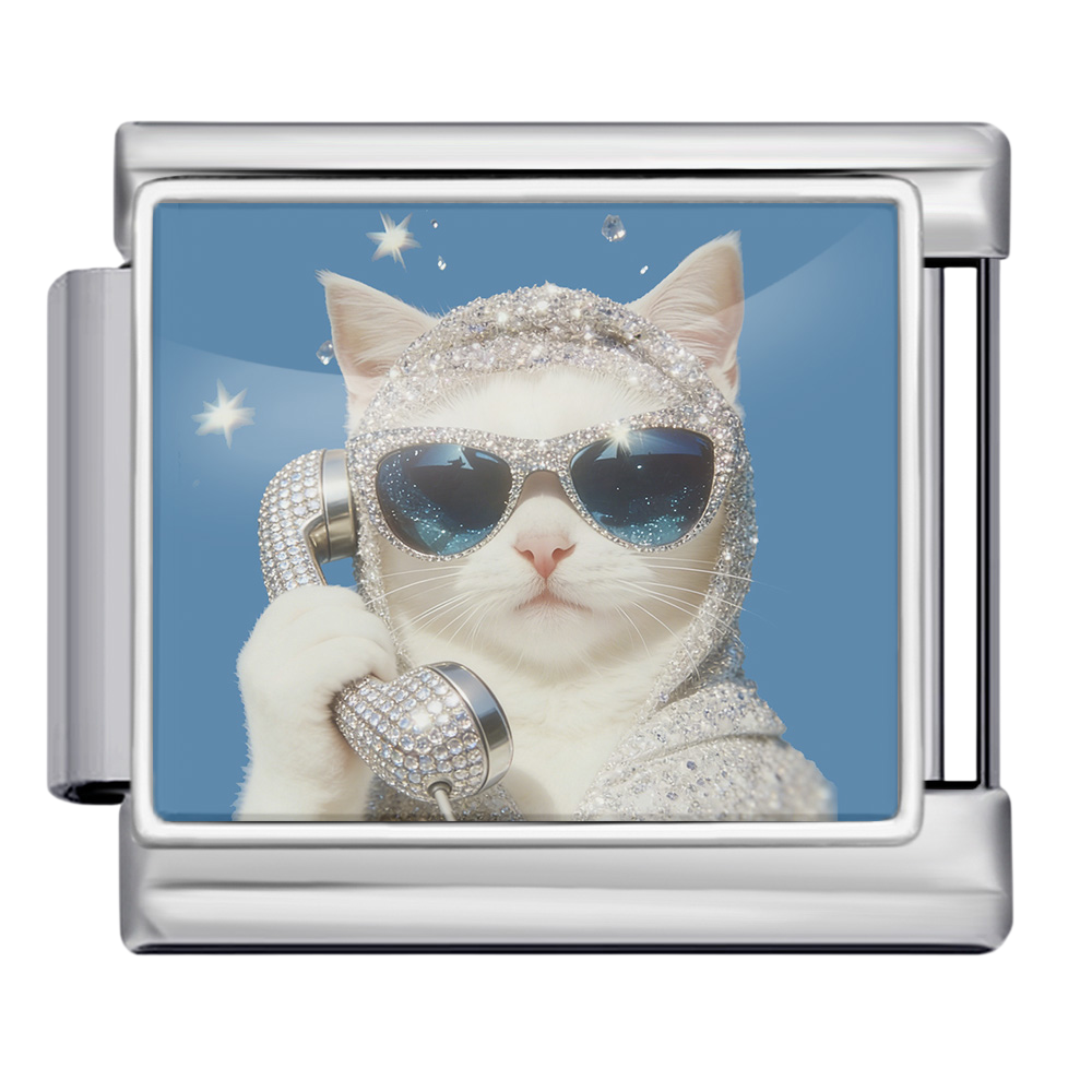 Cool Cat on Phone Charm
