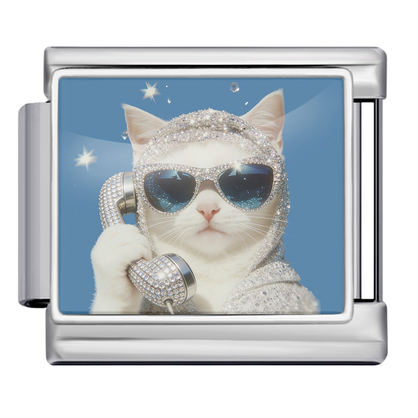 Cool Cat on Phone Charm