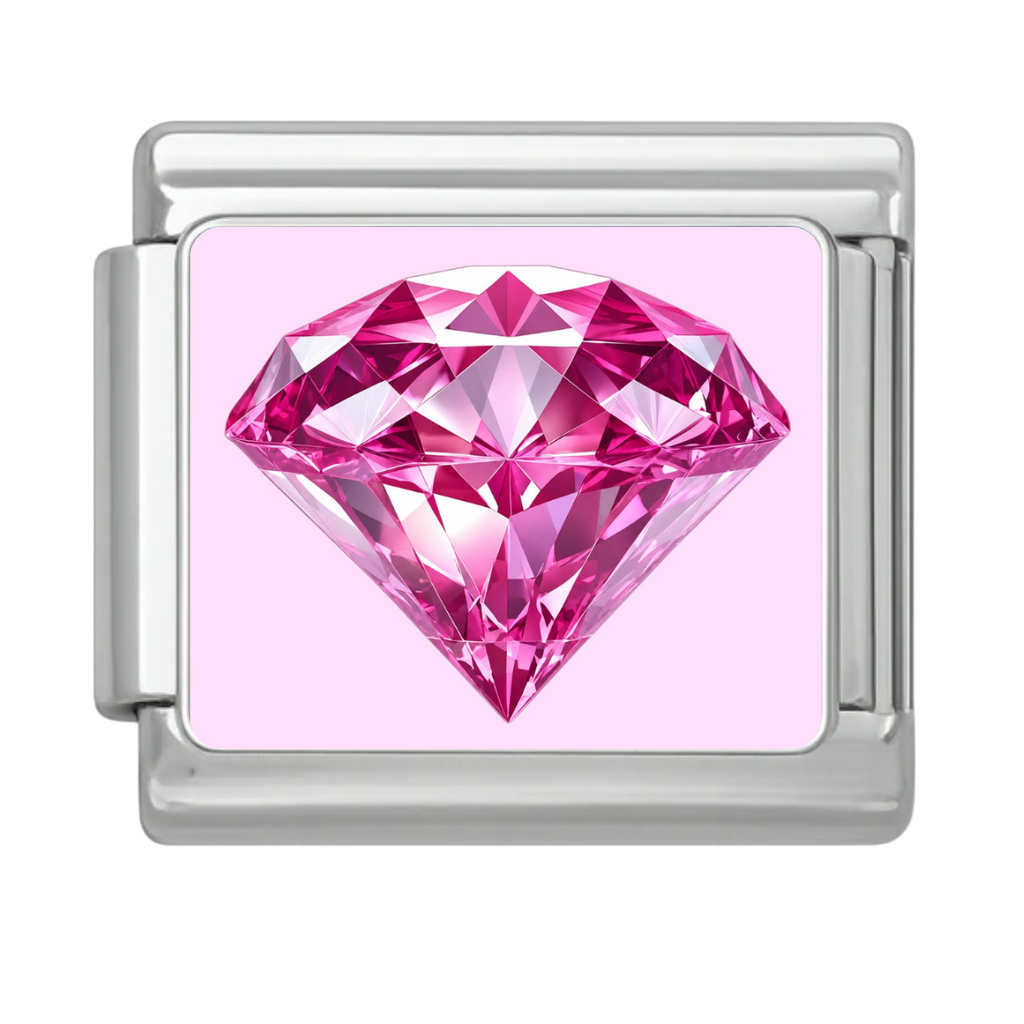 Pink Diamond Sparkle Charm - Silver