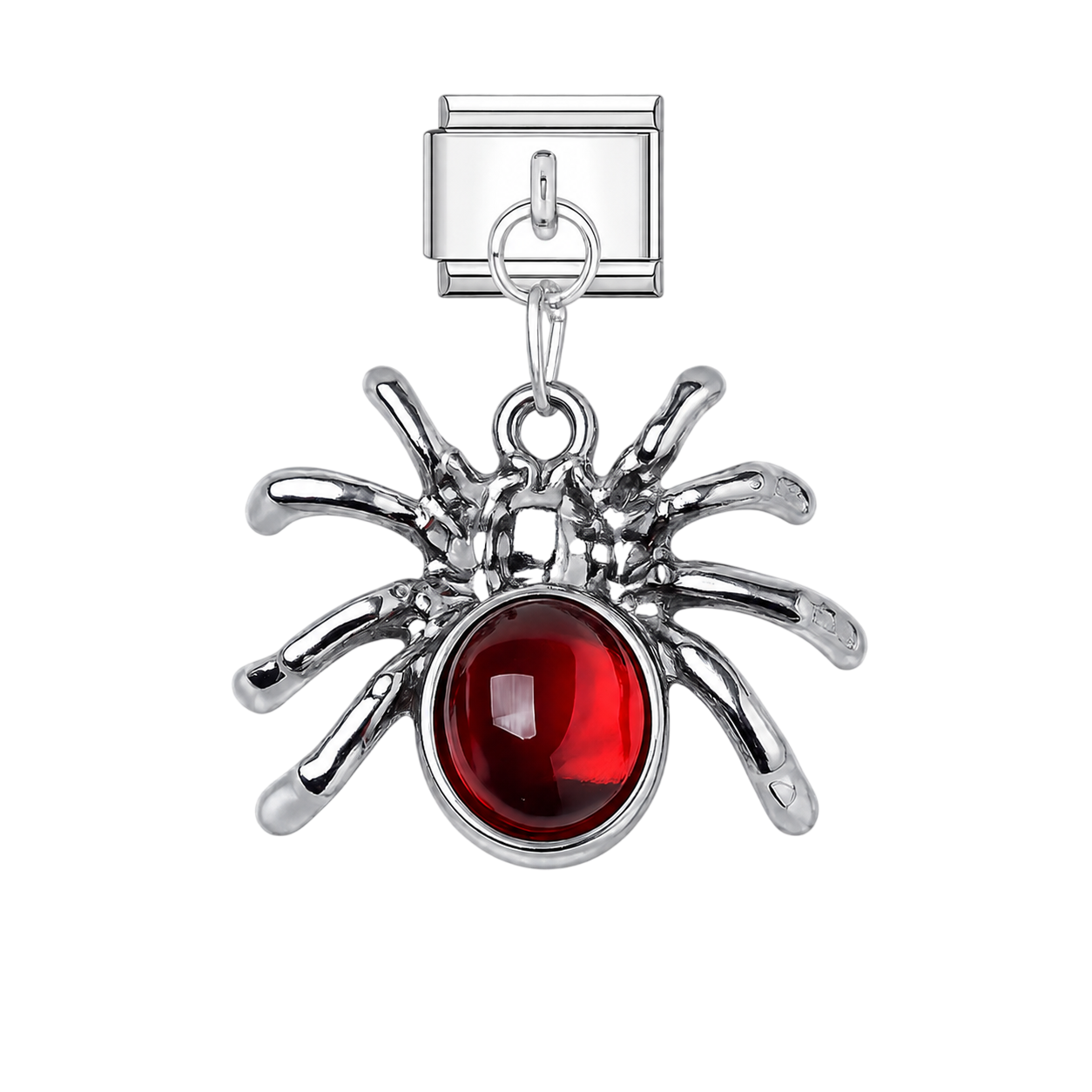 Silver Red Spider Charm