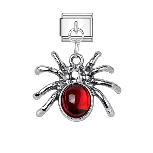 Silver Red Spider Charm