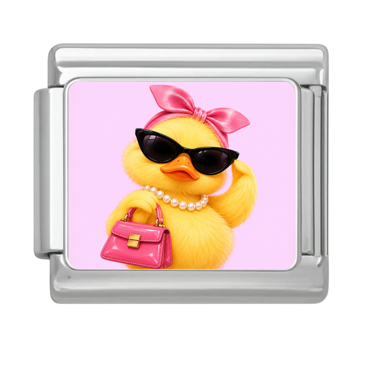 Pink Boss Chick Charm - Silver