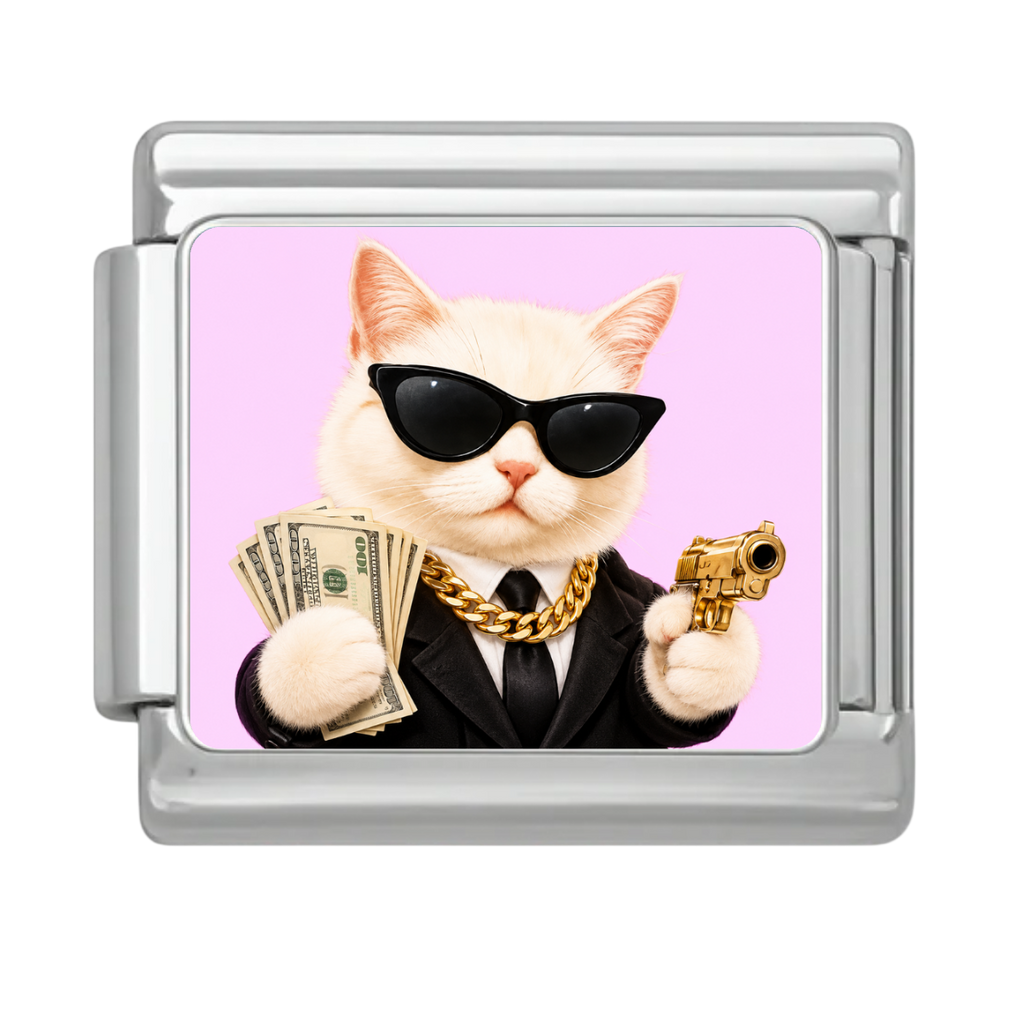 Sunglasses Cat Boss Charm - Silver