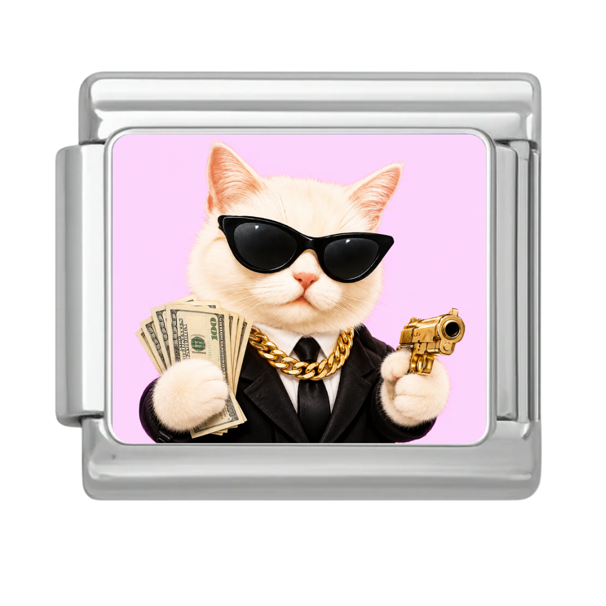 Sunglasses Cat Boss Charm - Silver