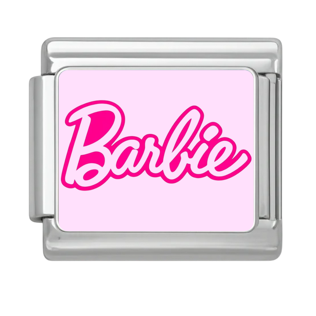 Barbie Pink Script Charm - Silver