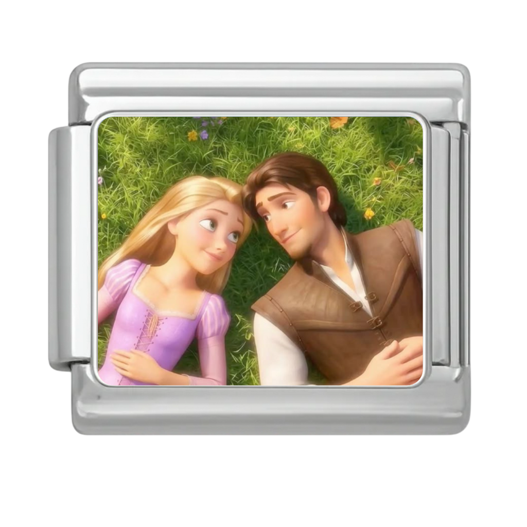 Rapunzel and Flynn Romance Scene Charm - Silver