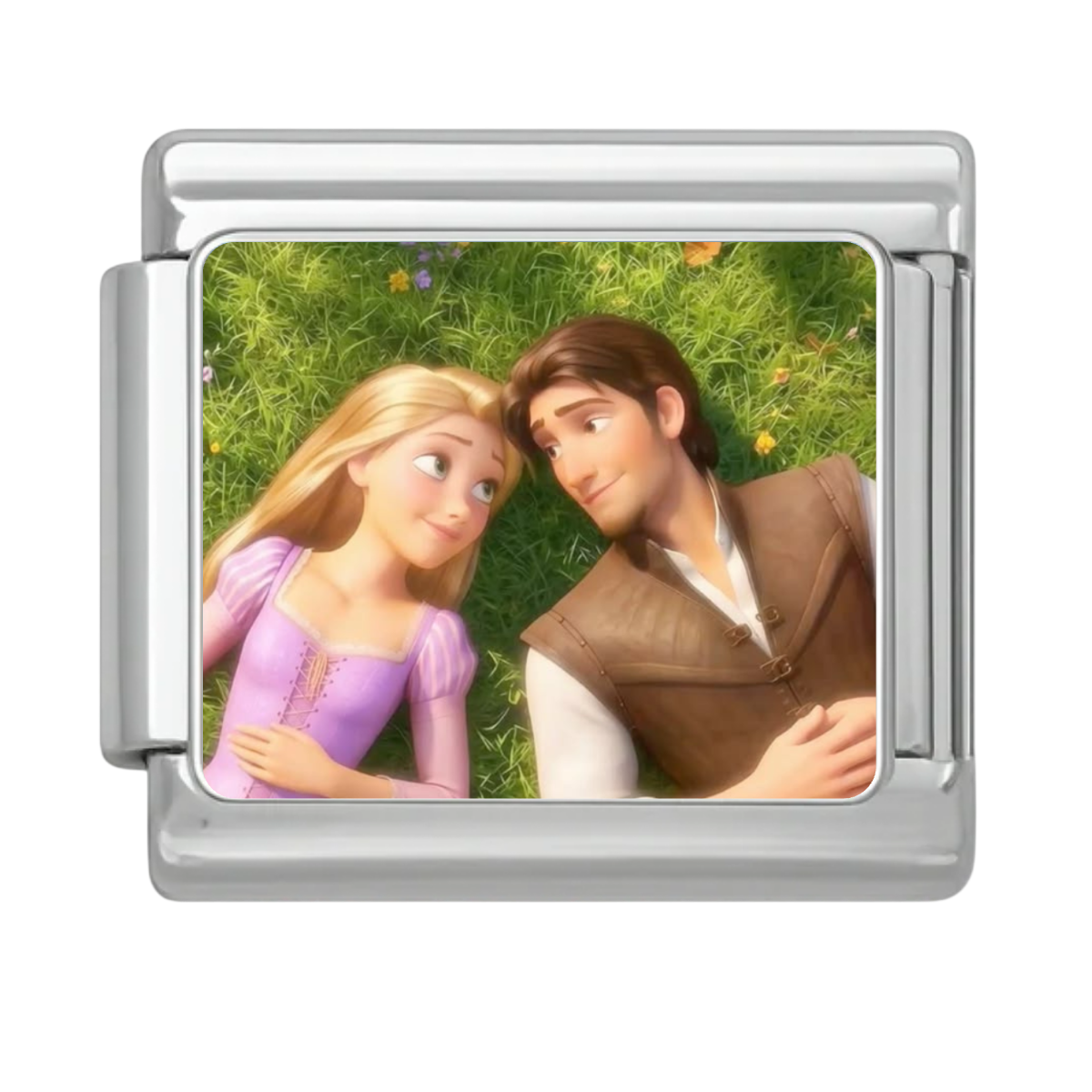 Rapunzel and Flynn Romance Scene Charm - Silver