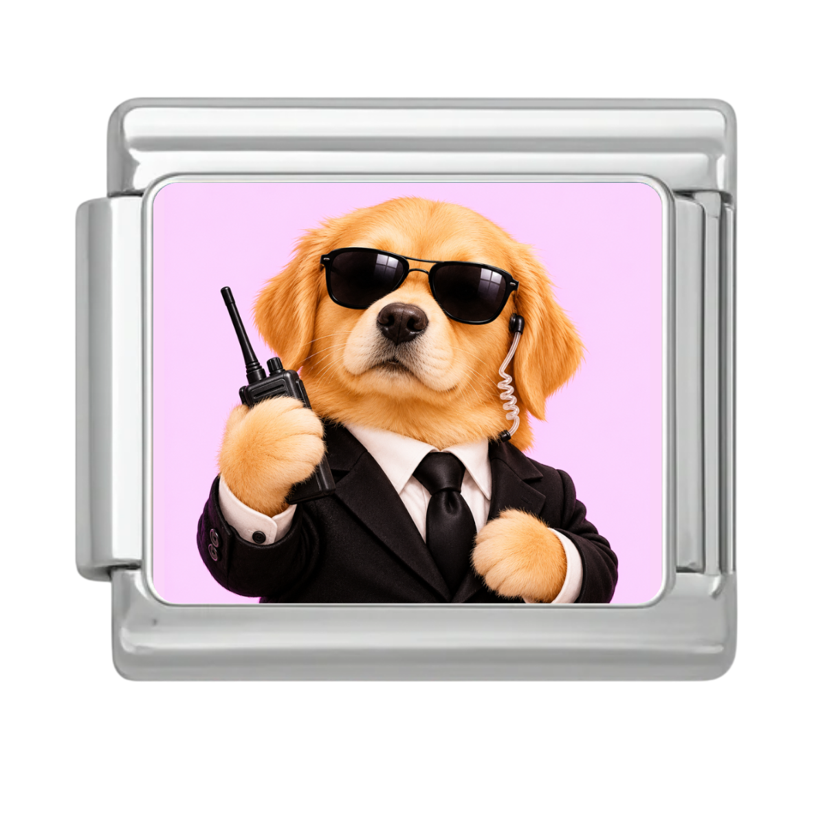 Agent Retriever Portrait Charm - Silver