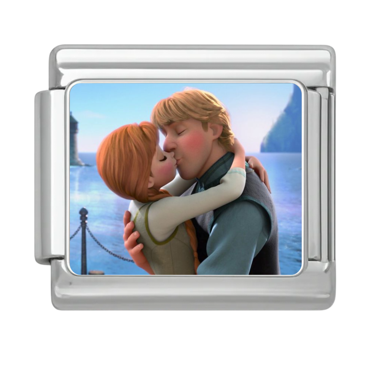 Frozen Kiss Portrait Charm - Silver