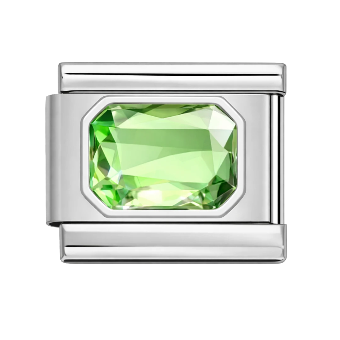 Sparkling Green Emerald Silver Charm