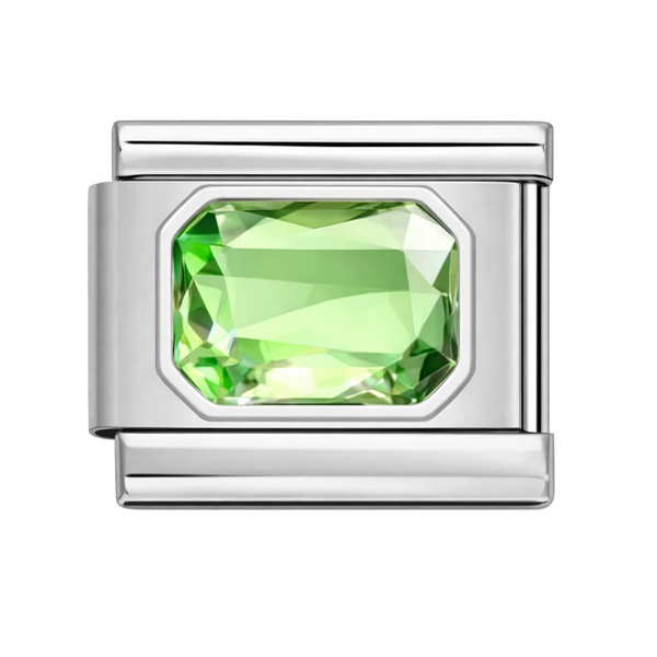 Sparkling Green Emerald Silver Charm