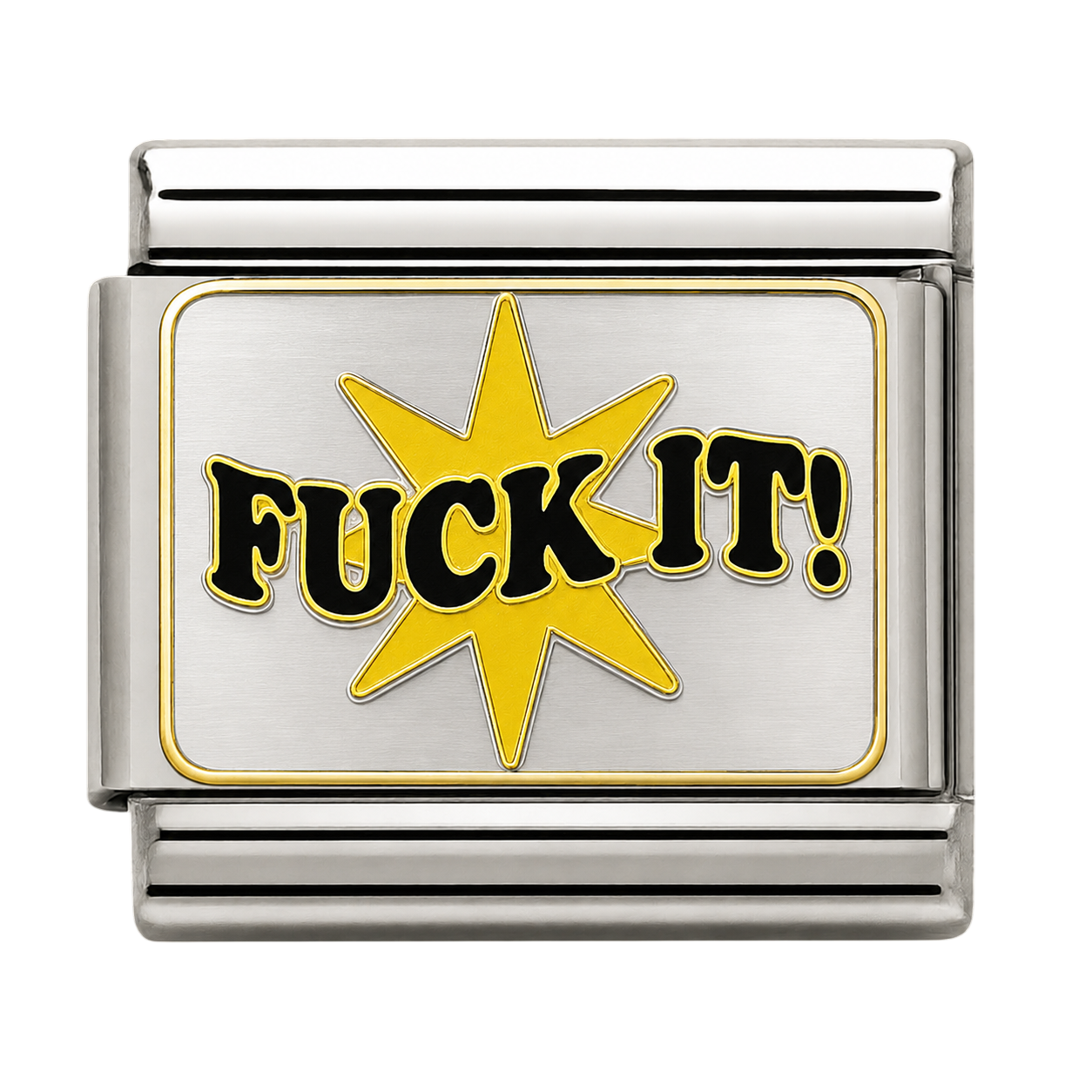 Star with Bold Text Silver Charm