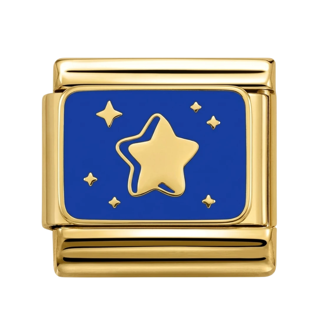Star with blue Gold Charm