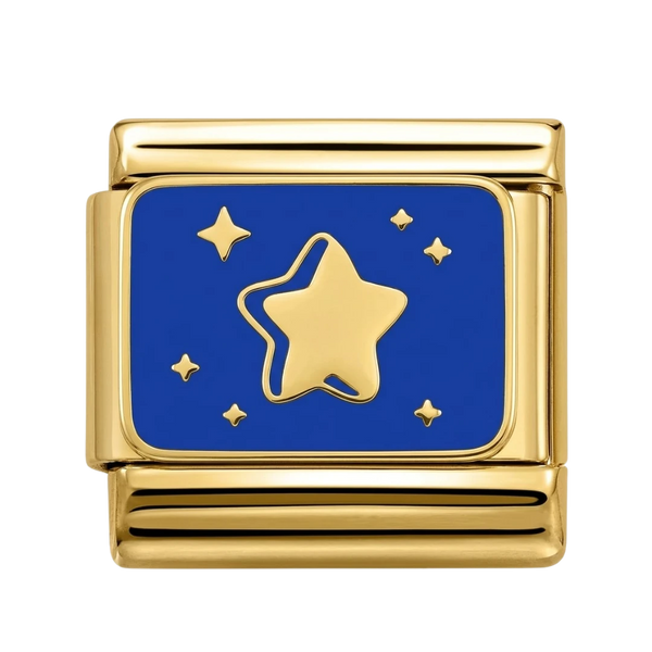 Star with blue Gold Charm