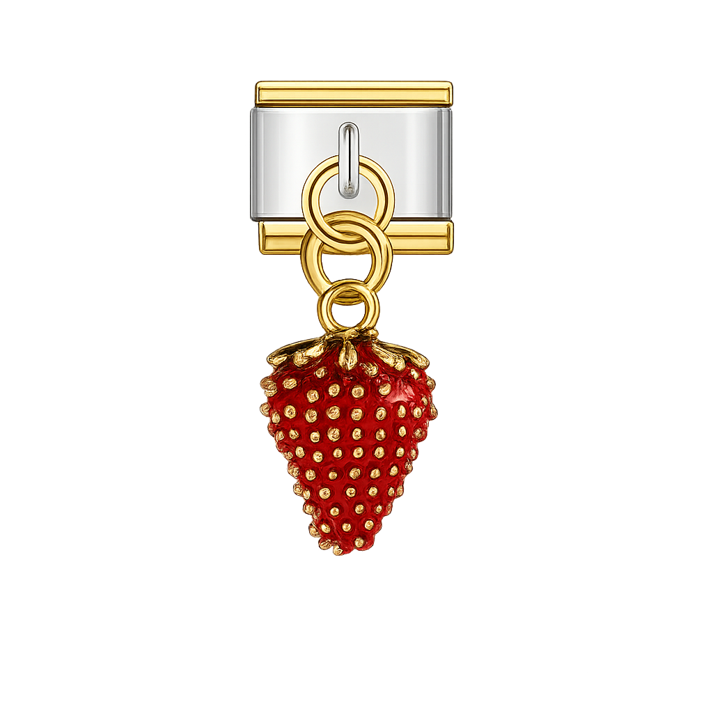 Strawberry Dangling Silver Charm
