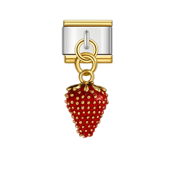 Strawberry Dangling Silver Charm