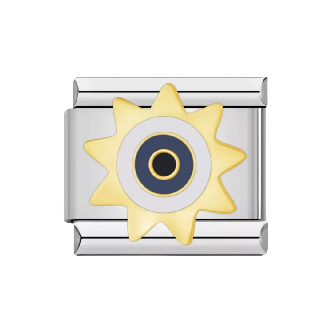 Sun and Evil Eye Silver Charm