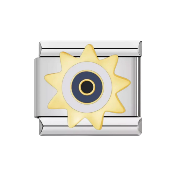 Sun and Evil Eye Silver Charm
