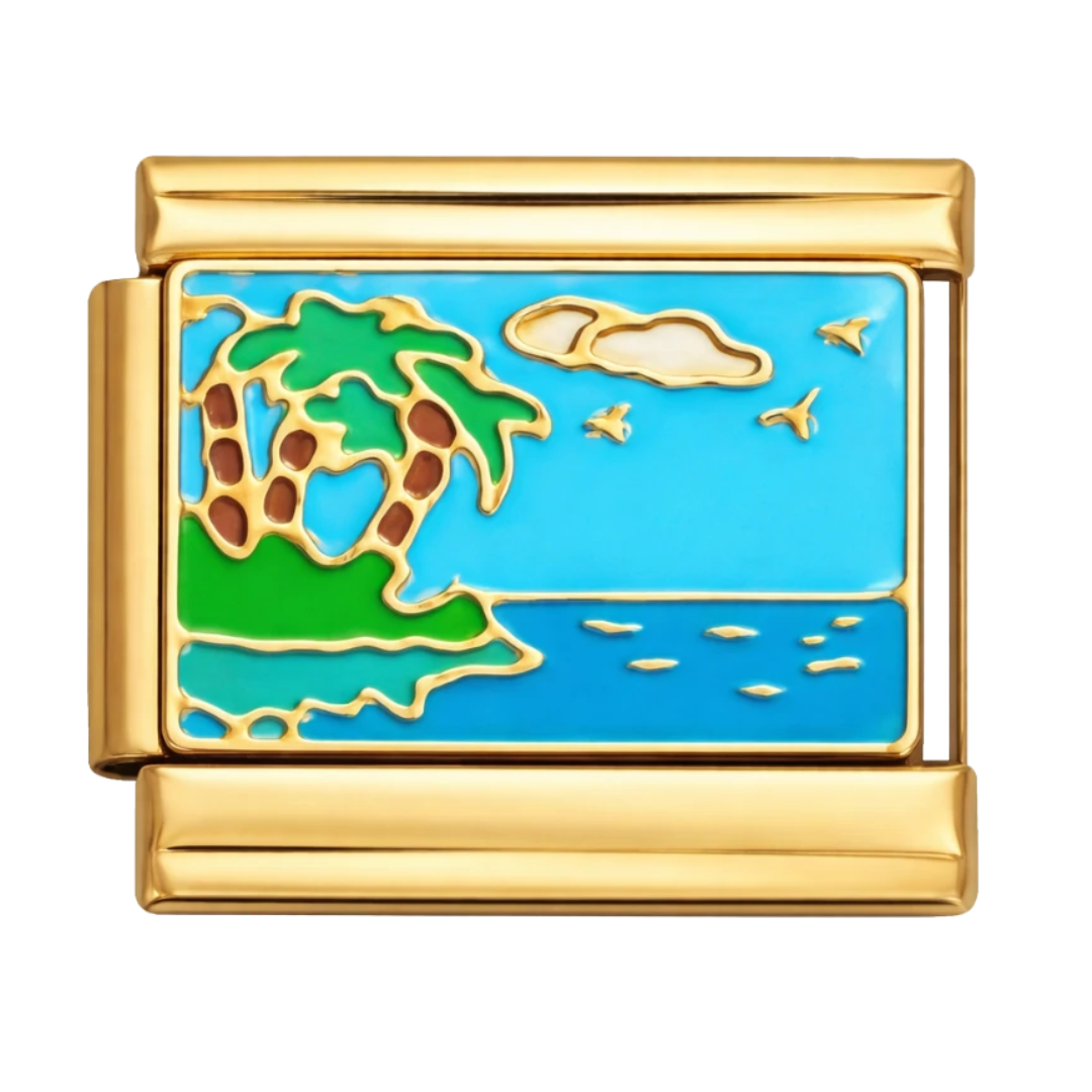 Tropical Paradise Gold Charm