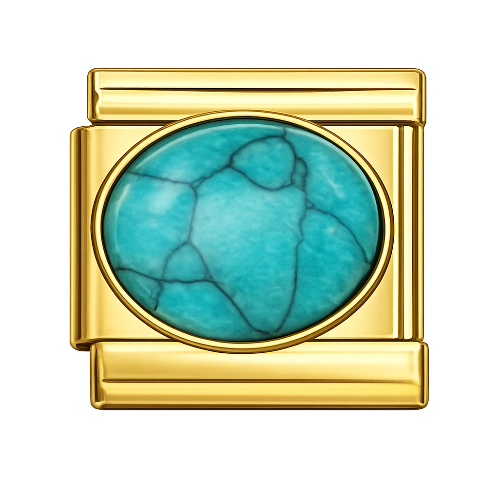 Turquoise Stone Gold Charm