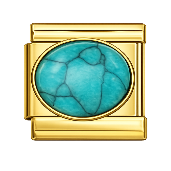 Turquoise Stone Gold Charm